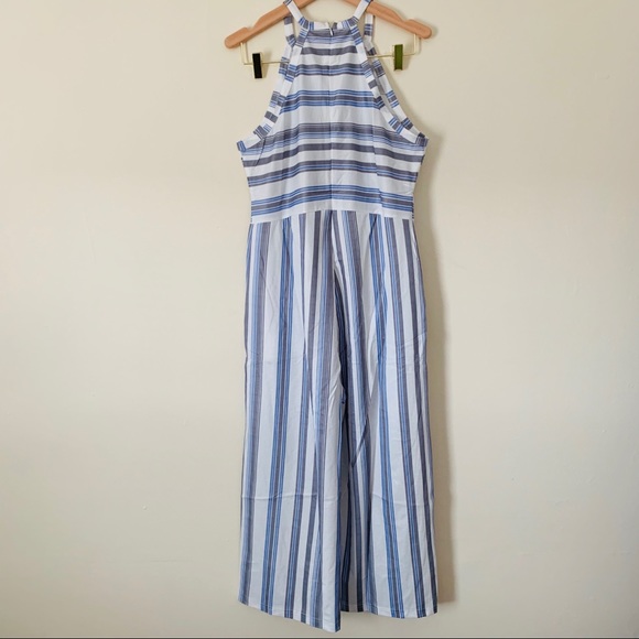 Italian Blue Stripe Jumpsuit with Pockets - Picture 10 of 16